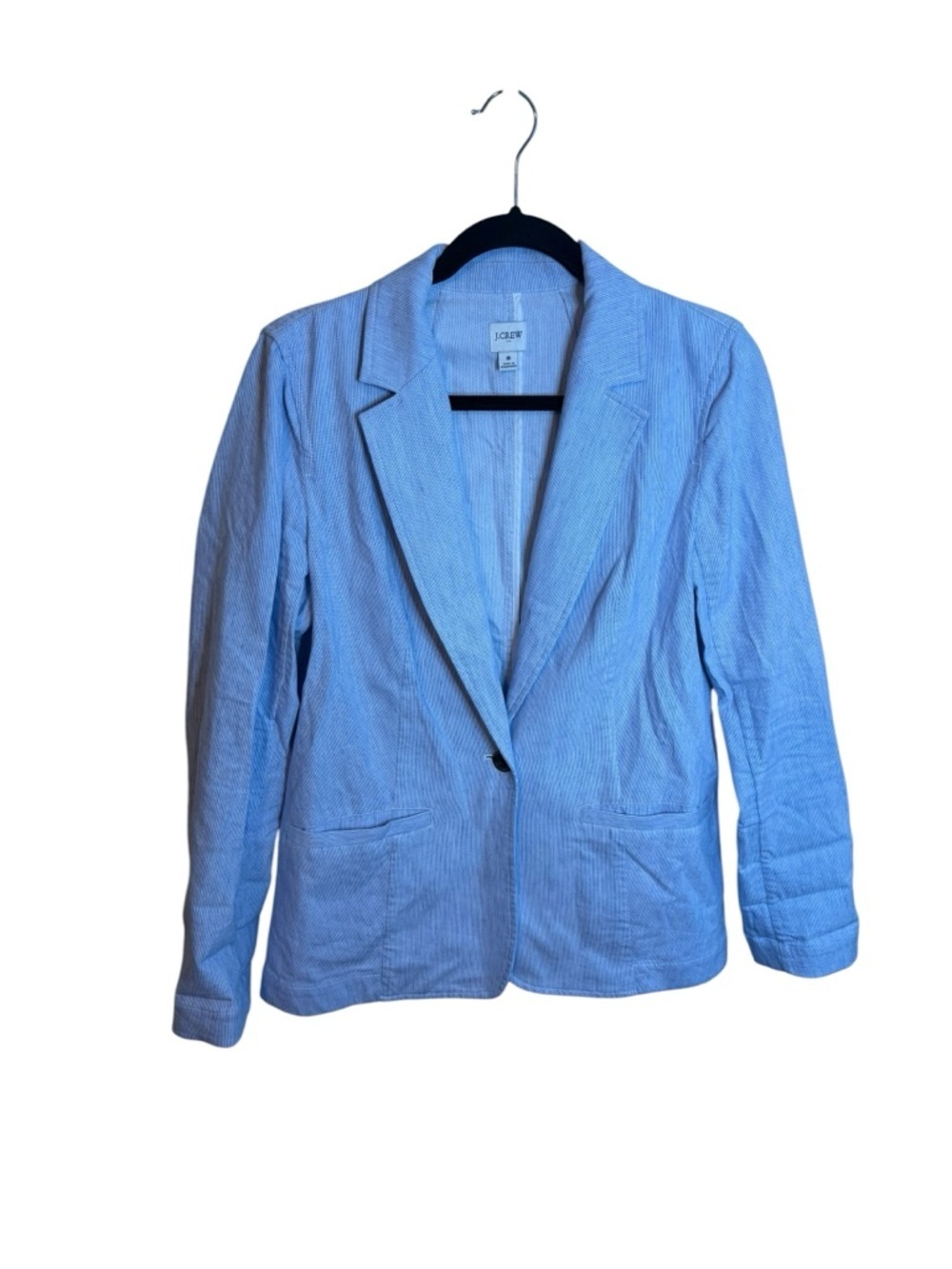 J.Crew Blue and White Striped Relaxed Linen Blend Blazer